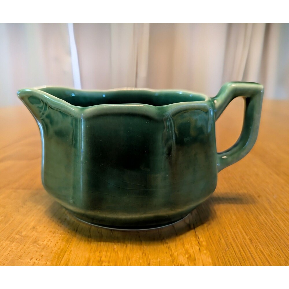 Vintage Mount Clemens Petal Green Pattern Creamer 1930's MCM Cottagecore